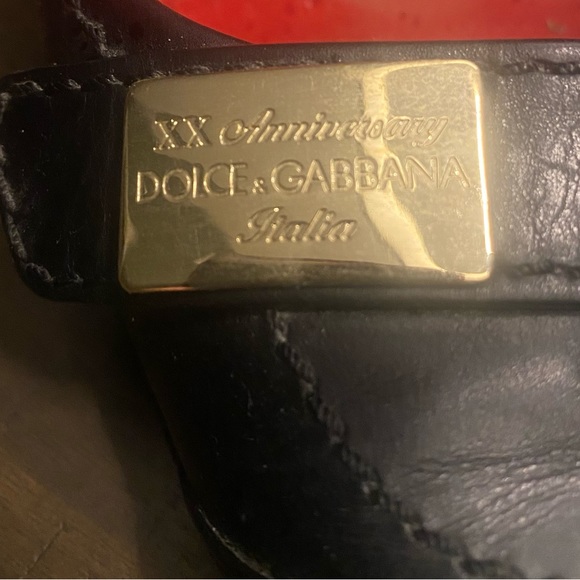 DOLCE & GABBANA Leather Stilettos w/ Gold Name Plate - Picture 8 of 11